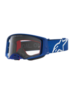 Alpinestars Supertech Vesta, gafas de motocross azules y blancas con lente de policarbonato transparente y logotipo de estrella