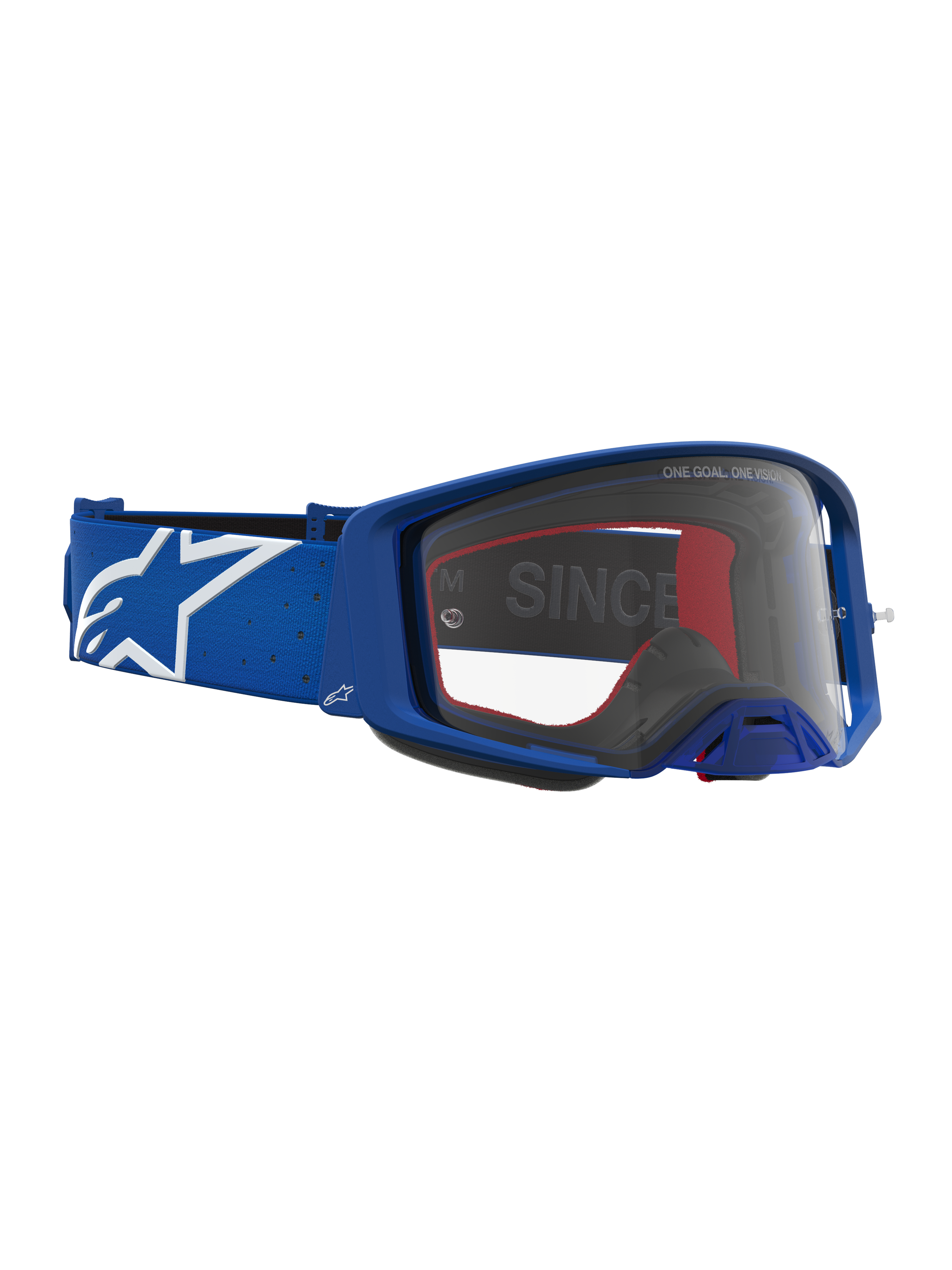 Alpinestars gafas Supertech Vesta, gafas de motocross para off-road y supercross, azules y blancas, lente transparente, diseño de montura probado en competición