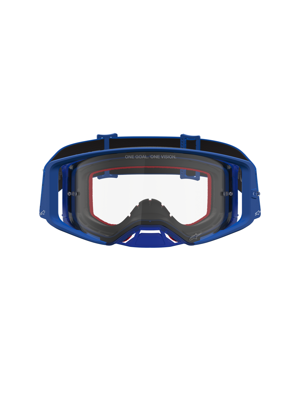 Alpinestars Supertech Vesta, gafas de motocross, azul y blanco, lente transparente, gestión de humedad y flujo de aire