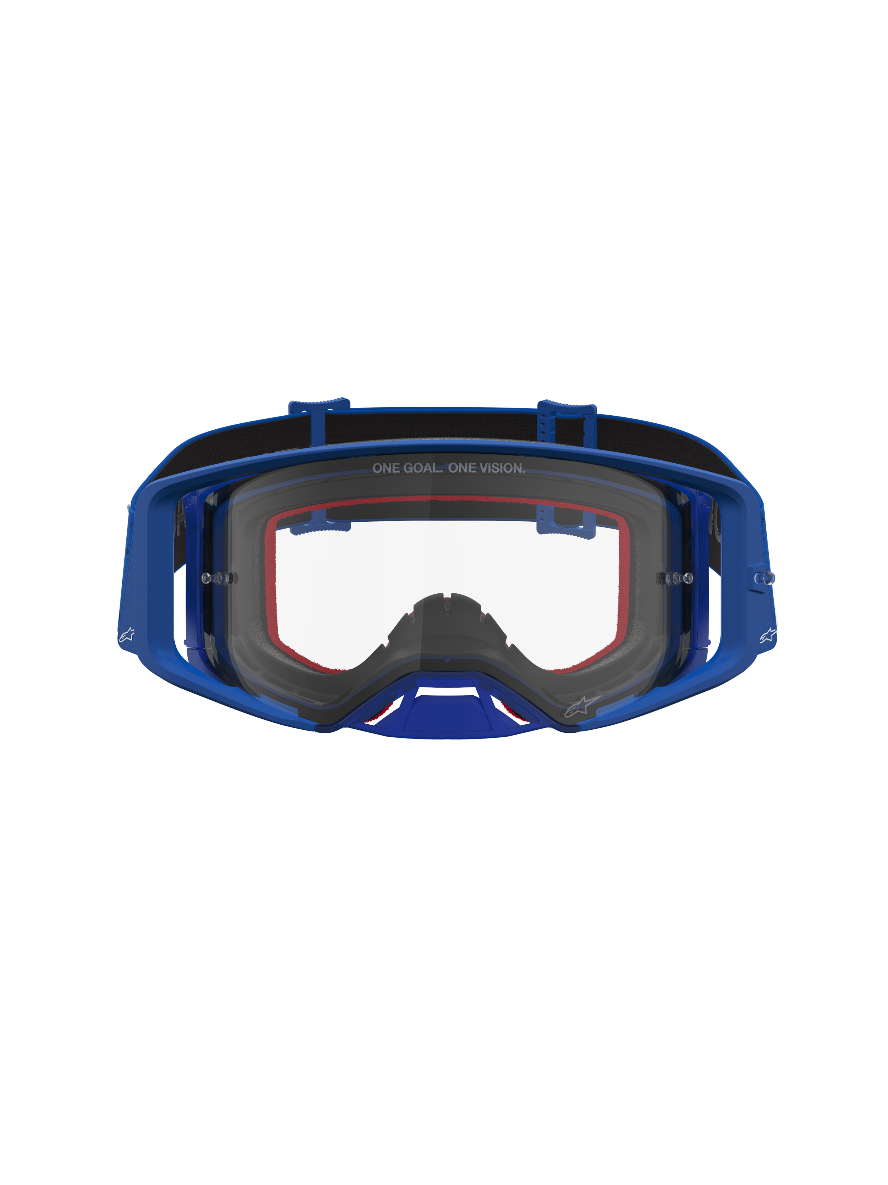 Alpinestars Supertech Vesta, gafas de motocross, azul y blanco, lente transparente, gestión de humedad y flujo de aire