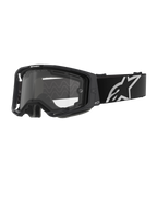 Gafas Alpinestars Vision 8 Corp - Doble Panel, gafas de motocross, montura negra con lente transparente de doble panel, correa negra ancha con un destacado logotipo de la estrella de Alpinestars en blanco, diseño de alto rendimiento con puertos de ventilación para carreras off-road.