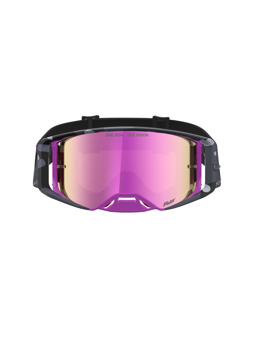 Gafas Alpinestars Supertech Lone Edición Limitada, gafas de motocross con tecnología de lentes de alto contraste, camuflaje morado y rosa espejo