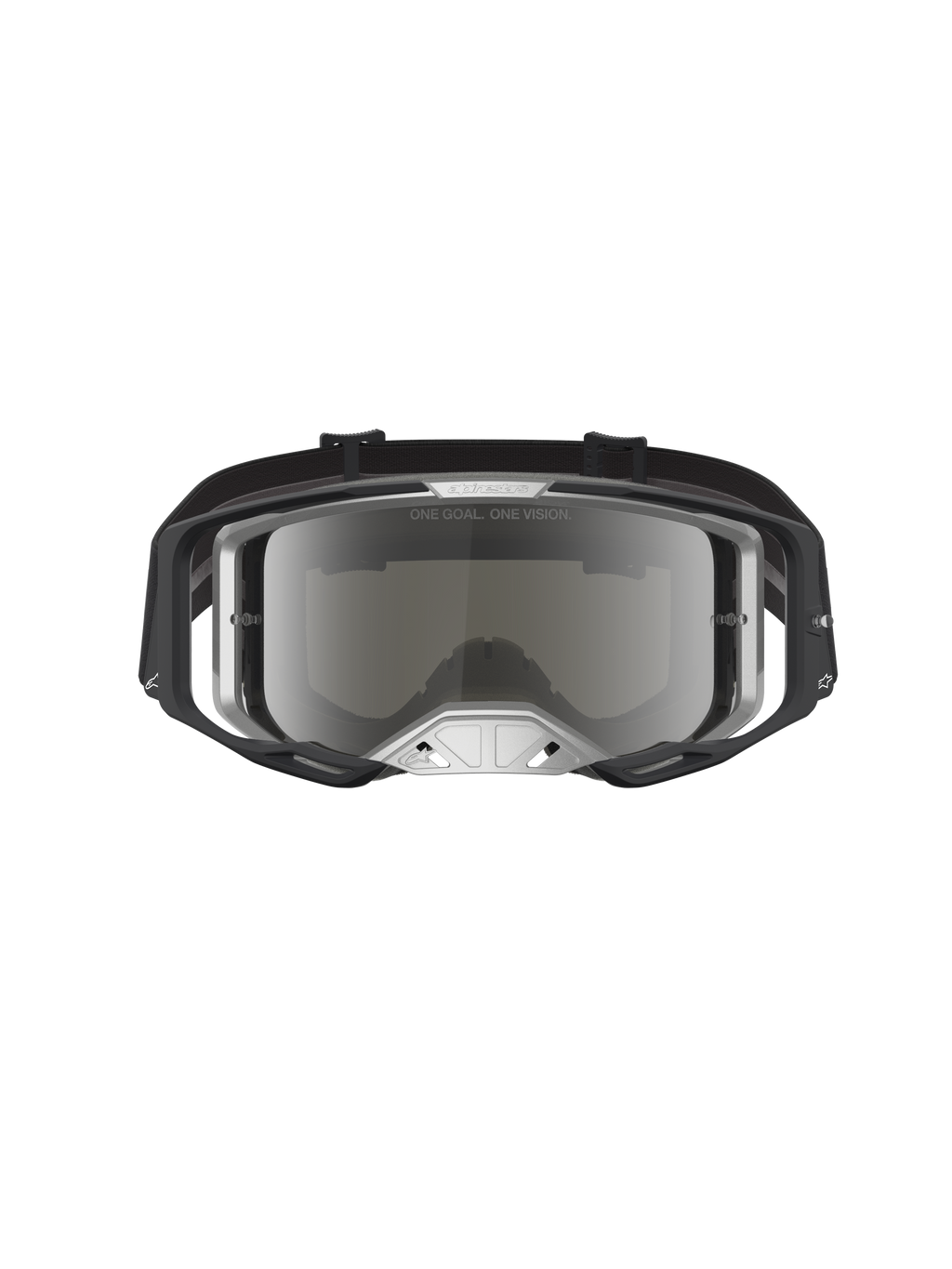 Alpinestars Vision 8 Amber Mirror, gafas de motocross, montura A-FLEX negra y plateada, lente de espejo
