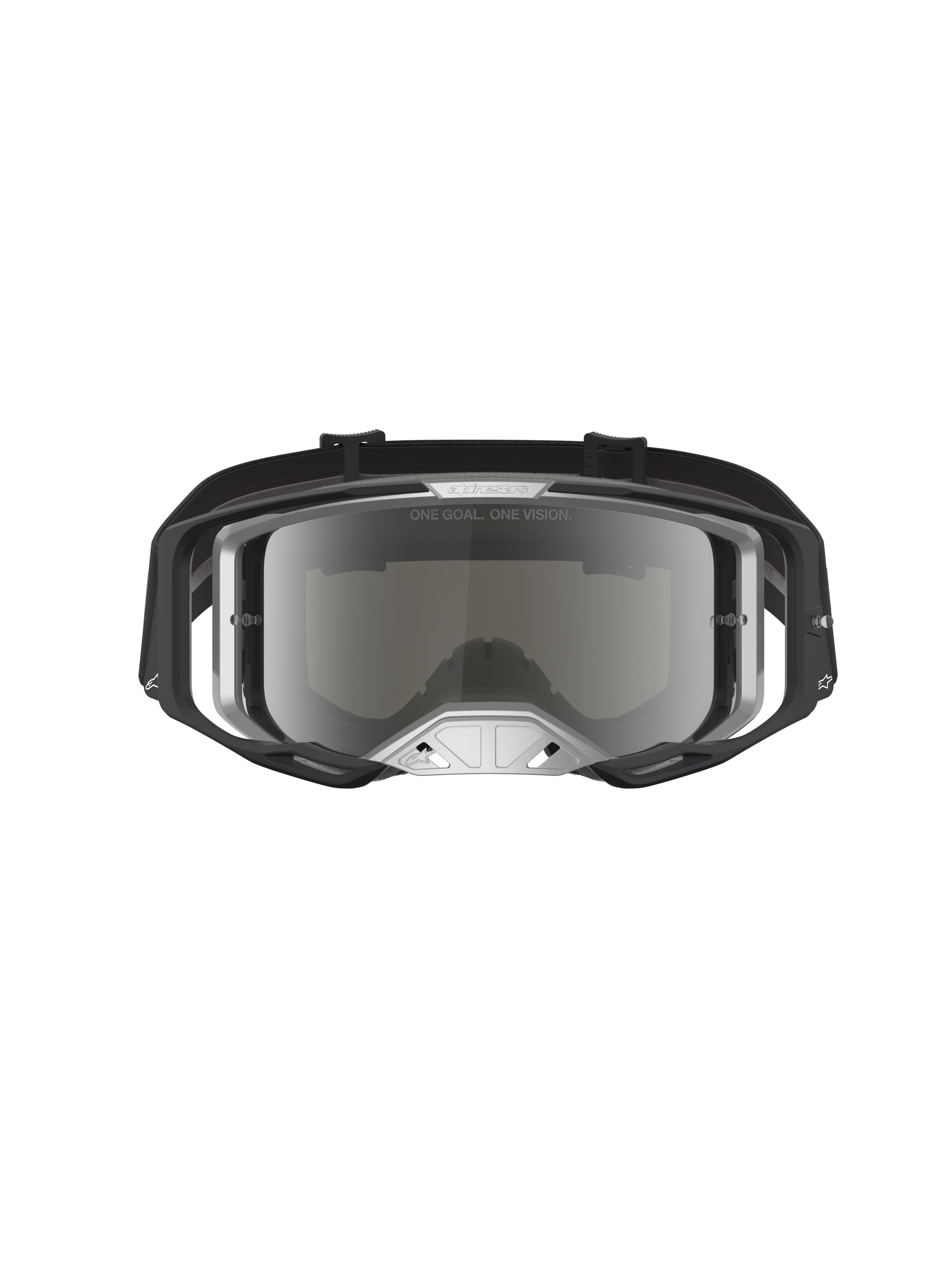 Alpinestars Vision 8 Amber Mirror, gafas de motocross, montura A-FLEX negra y plateada, lente de espejo