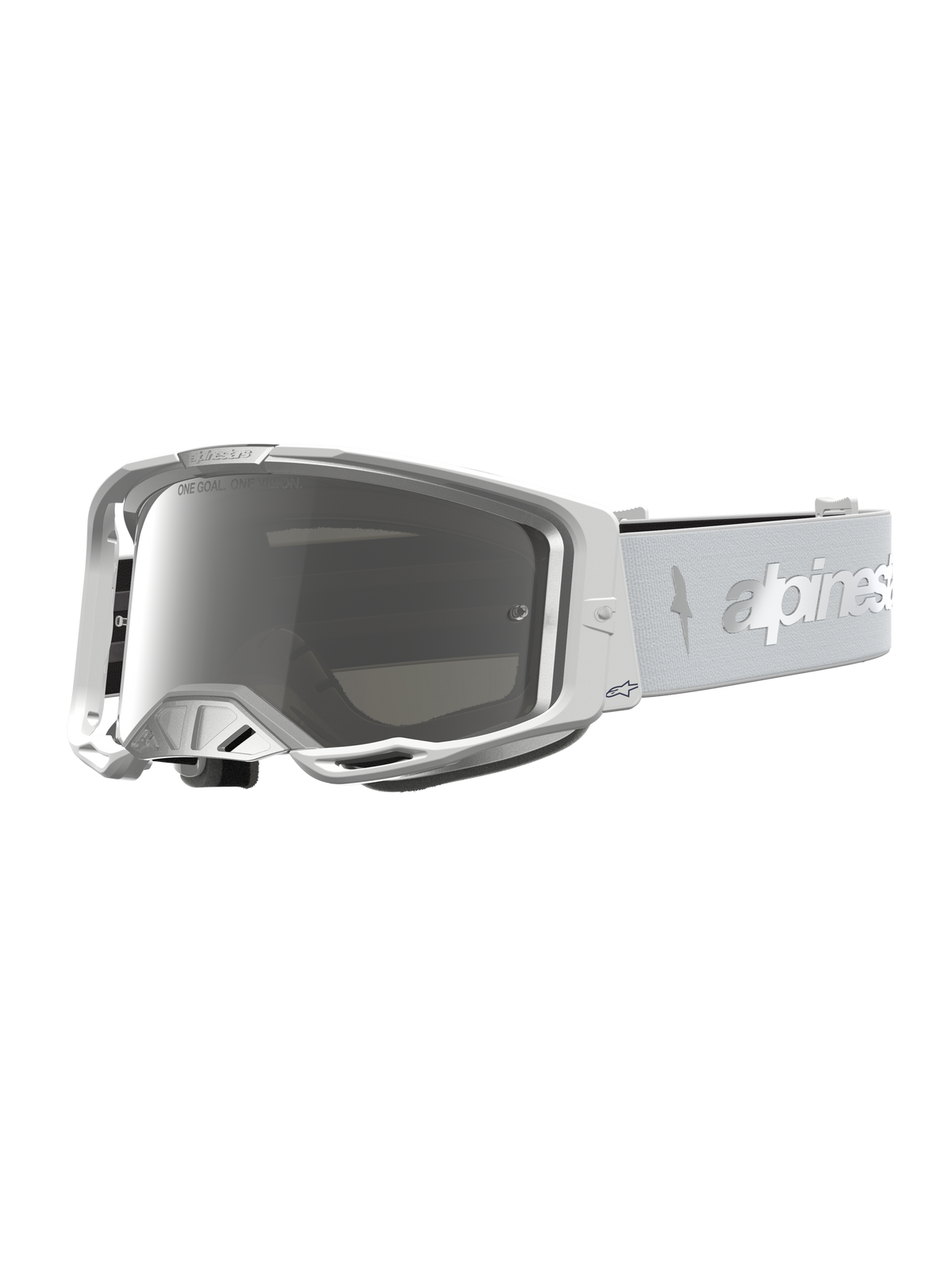 Alpinestars Vision 8 Amber, gafas de motocross blancas y plateadas con lente de espejo plateado antiempañante