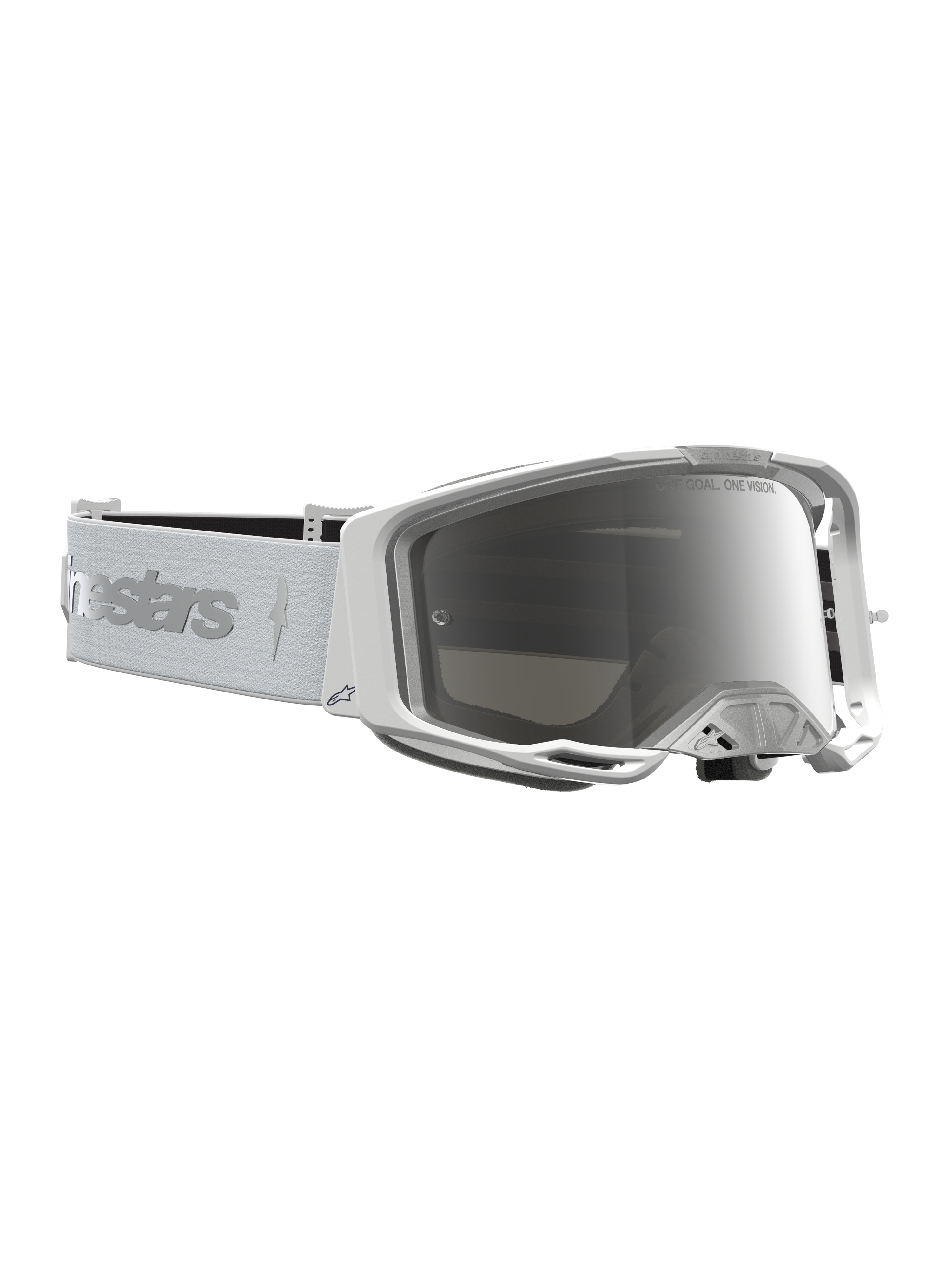 Alpinestars Vision 8 Amber, gafas de motocross para hombre, blancas y plateadas, lente de espejo y marco A-FLEX
