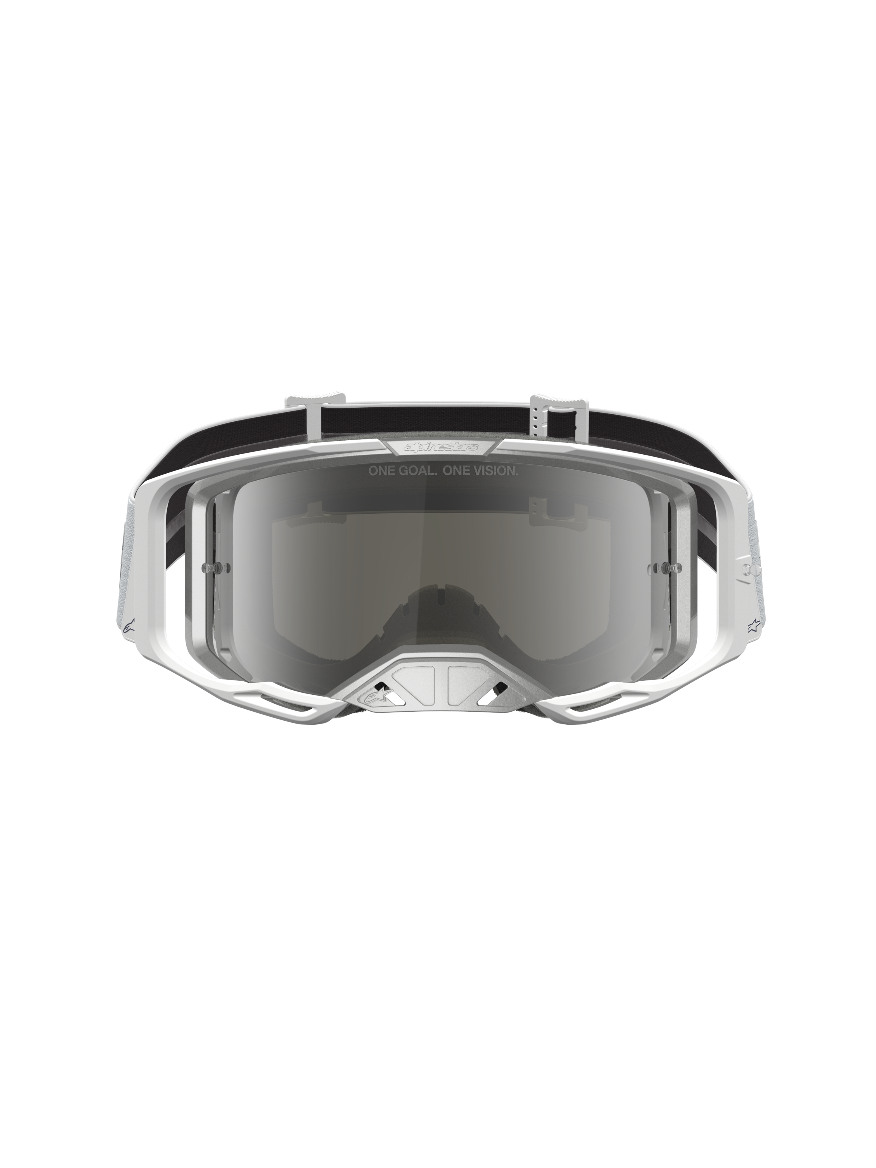 Alpinestars Vision 8 Amber, gafas de motocross para hombre, blancas y plateadas, con lente de espejo y marco A-FLEX para rendimiento off-road