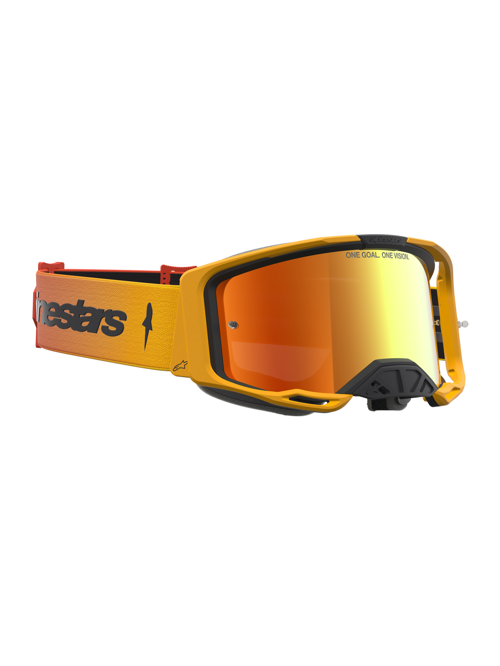 Alpinestars Vision 8 Amber Mirror, gafas de motocross para hombre, marco flexible color ámbar y lente de espejo roja, diseño ergonómico para competición off-road