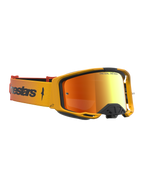 Alpinestars Vision 8 Amber Mirror, gafas de motocross para hombre, marco flexible color ámbar y lente de espejo roja, diseño ergonómico para competición off-road