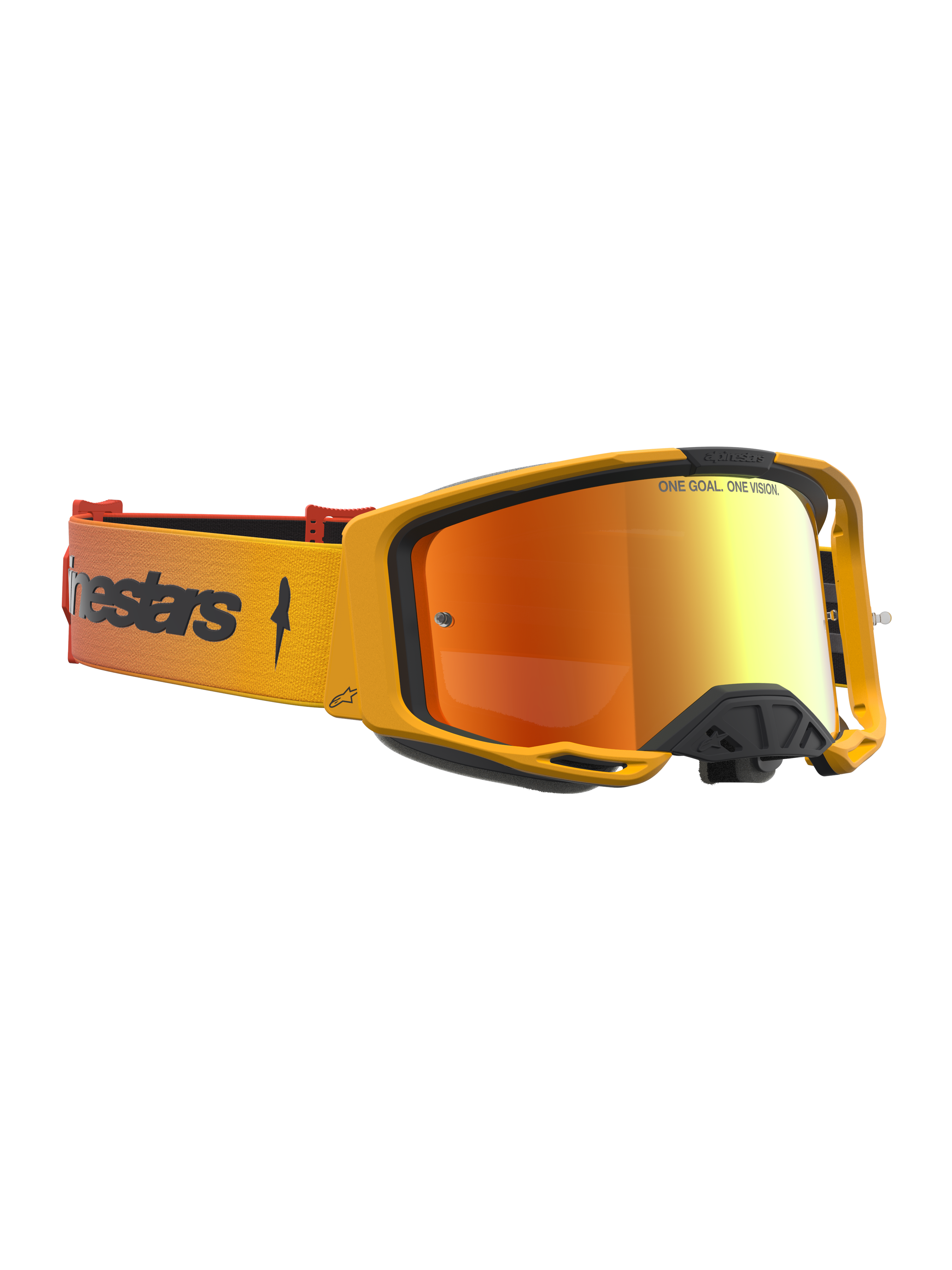 Alpinestars Vision 8 Amber Mirror, gafas de motocross para hombre, marco flexible color ámbar y lente de espejo roja, diseño ergonómico para competición off-road