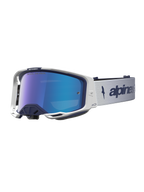 Alpinestars Vision 8 Ámbar Espejo, gafas de motocross en azul marino y blanco, lente de espejo azul, marco A-FLEX y ventilación RAM-AIR para carreras de alto rendimiento