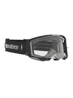 Alpinestars Vision 8 Amber, gafas de motocross para carreras, marco A-FLEX negro y plateado, lente transparente, sistema de ventilación RAM-AIR