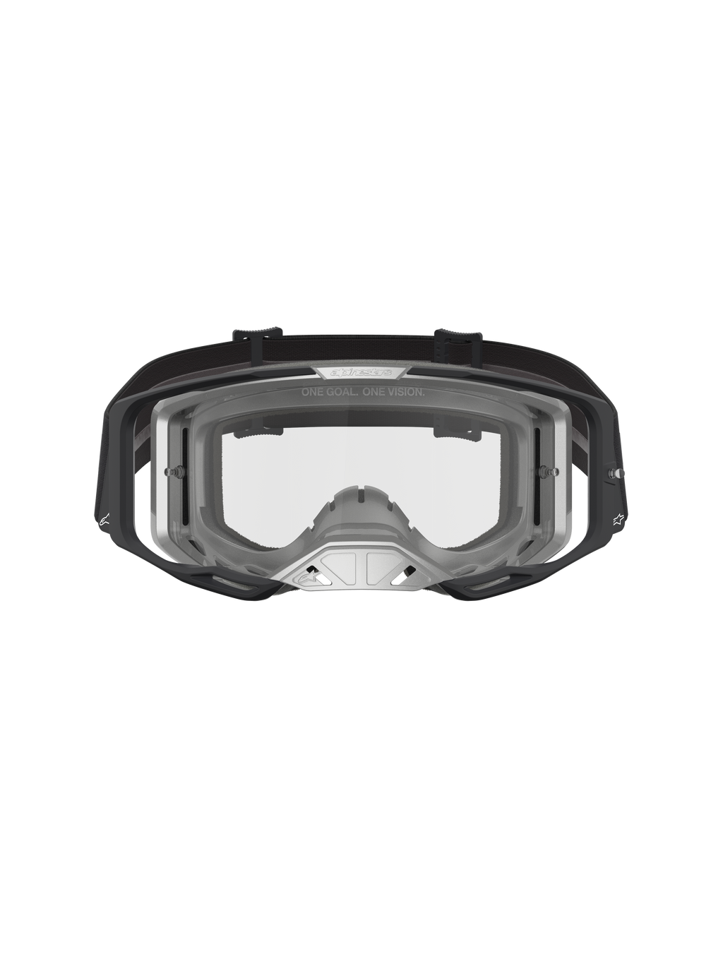 Alpinestars Vision 8 Amber, gafas de motocross y off-road, negras y plateadas, montura A-FLEX flexible con lente transparente de alto impacto