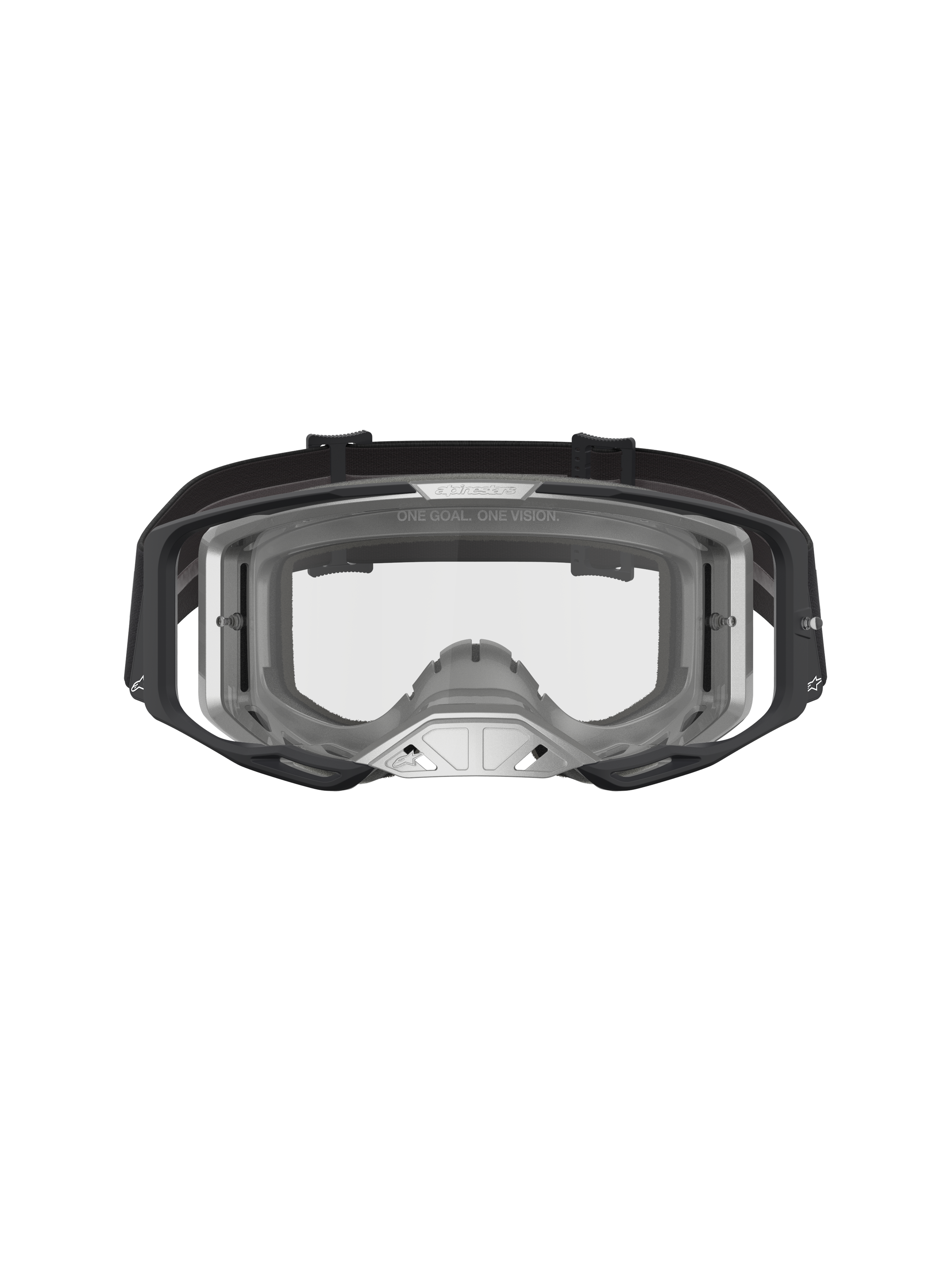 Alpinestars Vision 8 Amber, gafas de motocross y off-road, negras y plateadas, montura A-FLEX flexible con lente transparente de alto impacto
