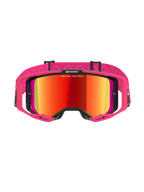 Alpinestars Vision 8 Corp Goggles, gafas de motocross, rosa con lente roja de espejo, con montura A-FLEX rosa y lente roja espejada, correa rosa con patrones ondulados blancos y logotipo, gafas profesionales para carreras off-road