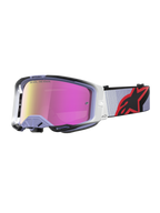 Alpinestars Vision 8 Maven, gafas de motocross en lavanda y negro con lente de espejo rosa antivaho de alto rendimiento.