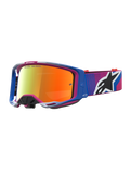 Alpinestars Vision 8 Maven, gafas de motocross, azul y rosa, lente de espejo rojo, construcción de marco A-FLEX ligero y flexible para off-road