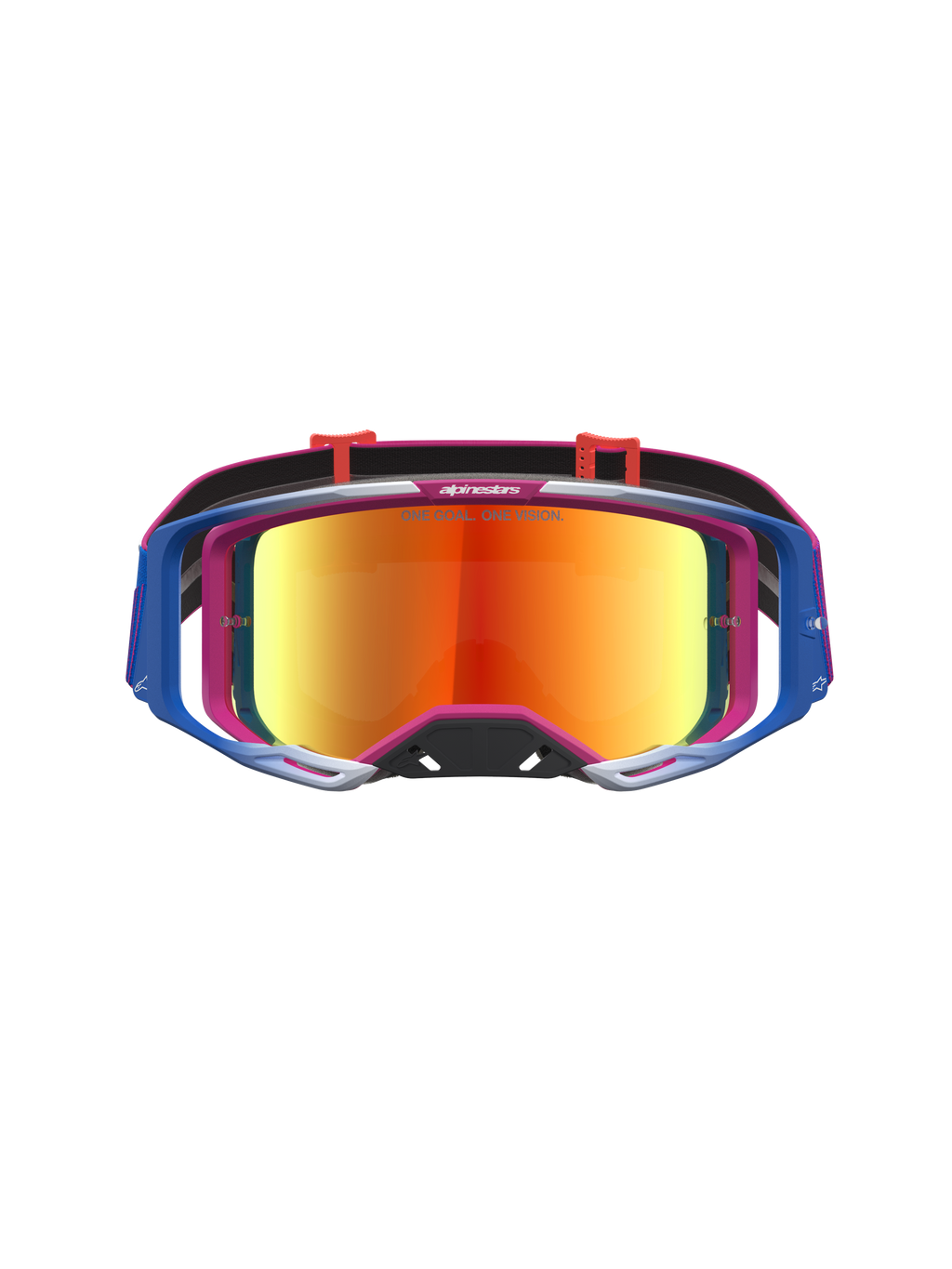 Alpinestars Vision 8 Maven Goggles, Motocross eyewear in Fire Red and Black with a mirrored red lens and A-FLEX frame.