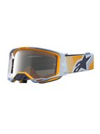 Alpinestars Vision 8 Maven, gafas de motocross en azul y naranja con lente plateada antiempañante y ventilación RAM-AIR.