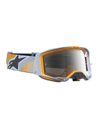 Alpinestars Vision 8 Maven, gafas de motocross, azul y naranja, lente de espejo plateada, marco A-FLEX y ventilación RAM-AIR