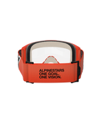 Alpinestars Vision 5 Corp Goggles, Rear View, Orange Strap with Black 'ALPINESTARS ONE GOAL. ONE VISION.' Text, Orange Frame and Clear Lens, Motocross Eye Protection