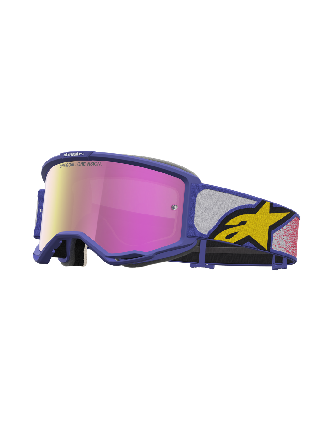 Alpinestars Vision 5 Drag, gafas de motocross con marco morado, lente de espejo rosa y ventilación RAM-AIR