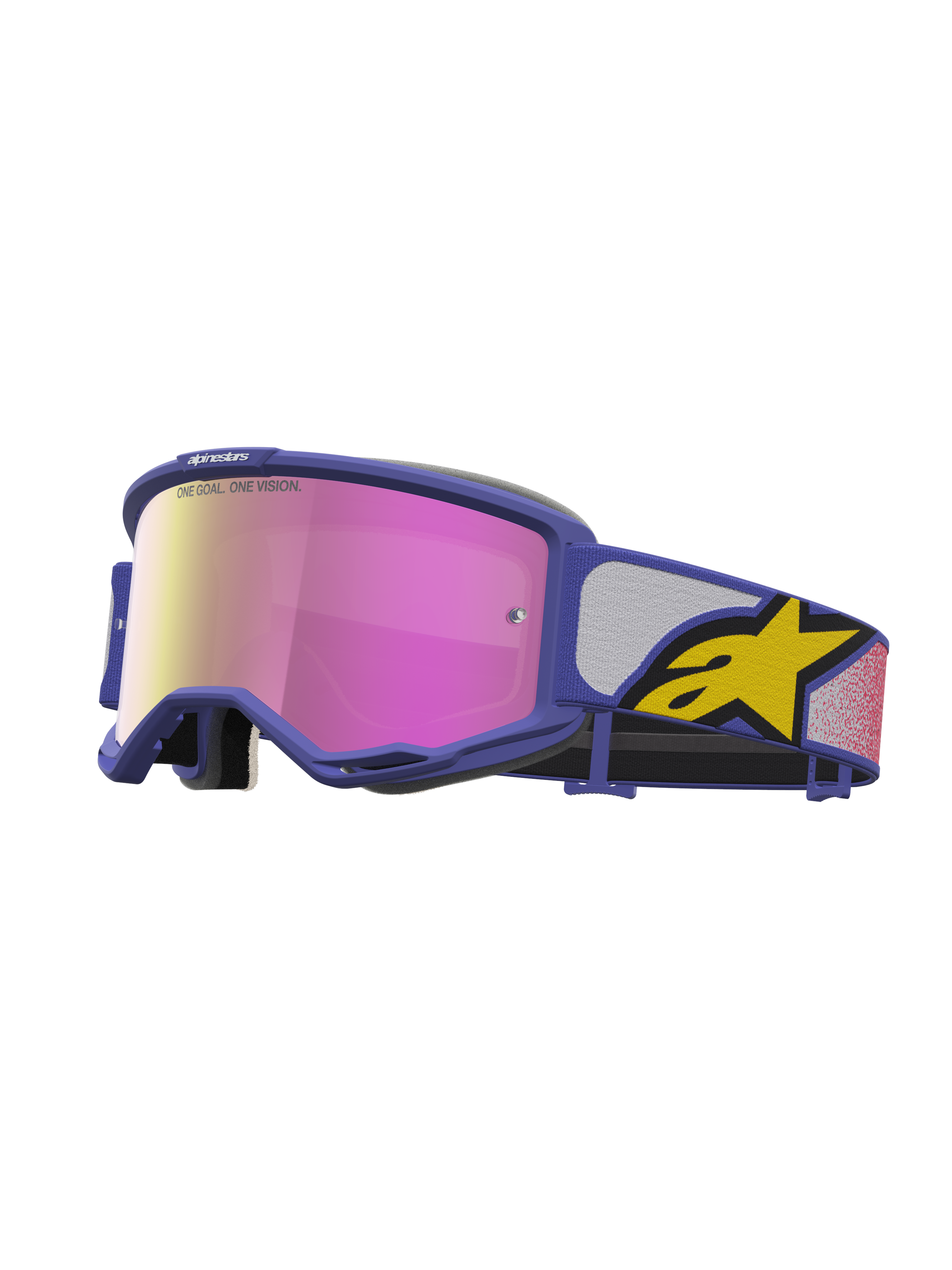 Alpinestars Vision 5 Drag, gafas de motocross con marco morado, lente de espejo rosa y ventilación RAM-AIR