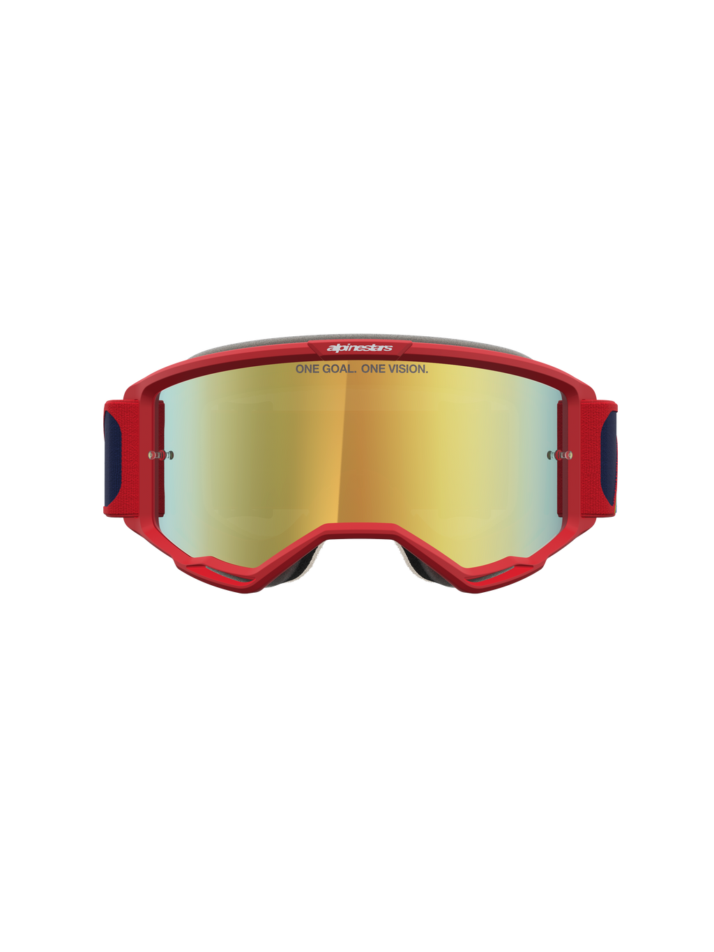 Alpinestars Vision 5 Drag, gafas de motocross, rojas y doradas, montura A-FLEX con ventilación RAM-AIR y lente de espejo dorada, protección para motociclismo off-road