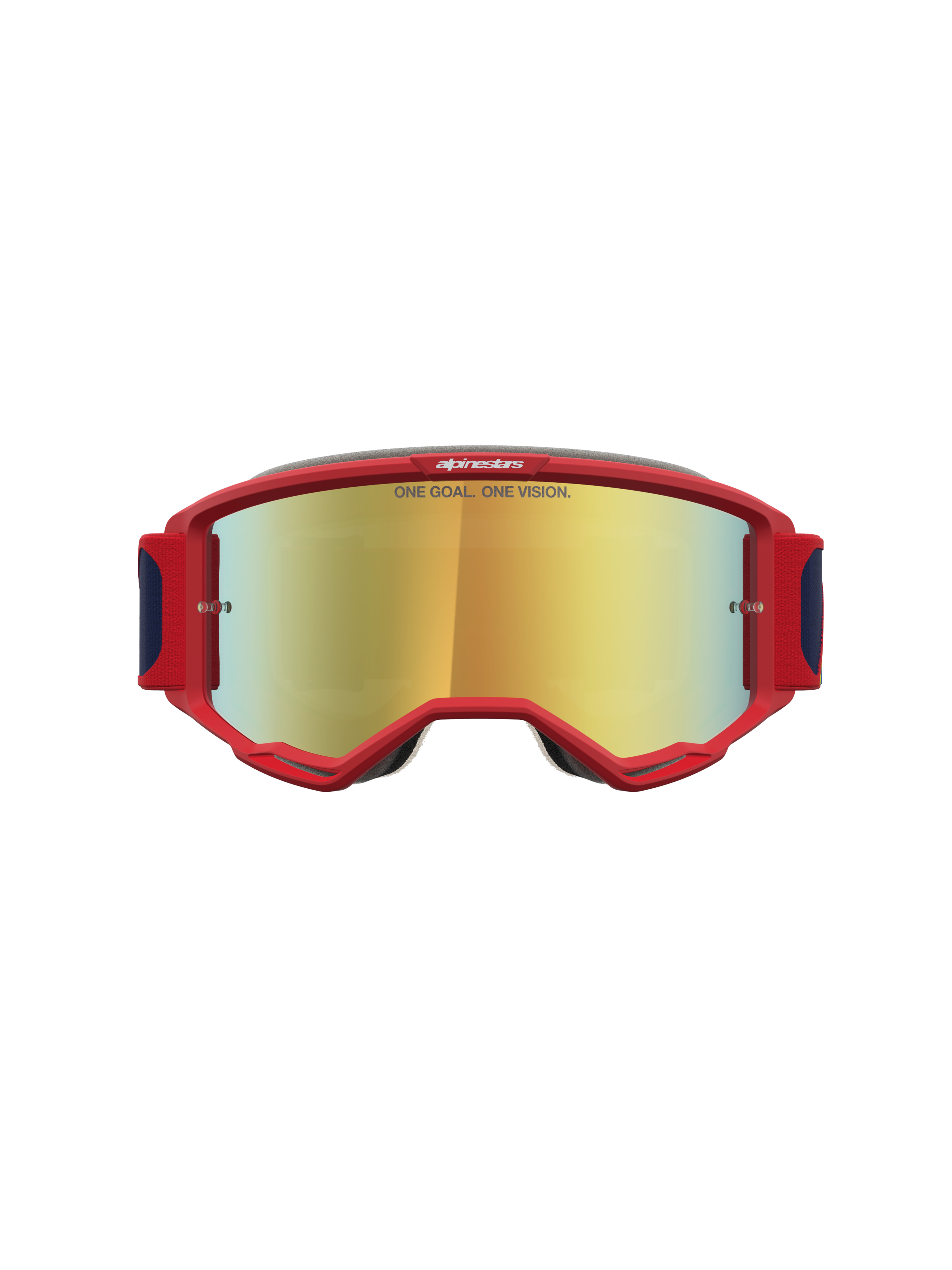 Alpinestars Vision 5 Drag, gafas de motocross, rojas y doradas, montura A-FLEX con ventilación RAM-AIR y lente de espejo dorada, protección para motociclismo off-road