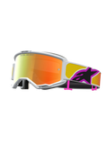 Alpinestars Vision 5 Drag, gafas de motocross con lente de espejo naranja y roja, montura blanca, sistema de ventilación RAM-AIR, correa multicolor con logotipo, equipo de protección para off-road