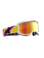 Alpinestars Vision 5 Drag, gafas de motocross para competición, lente de espejo naranja y roja, marco blanco, tecnología de ventilación RAM-AIR y construcción A-FLEX flexible