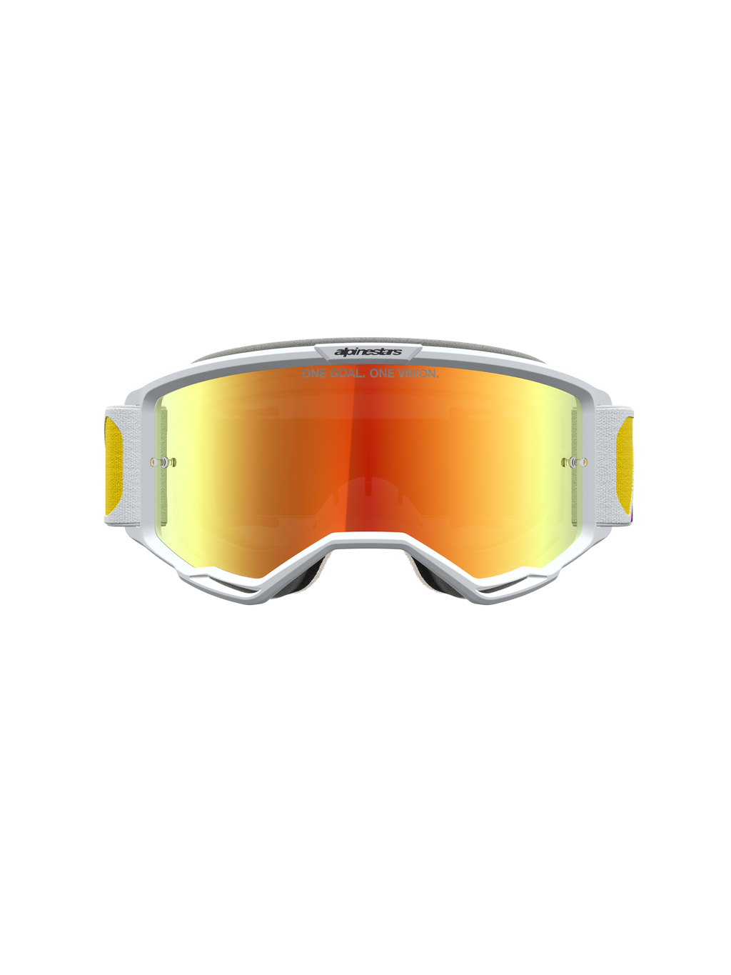 Alpinestars Vision 5 Drag, gafas de motocross con marco blanco A-FLEX, lente de espejo naranja y roja y ventilación RAM-AIR