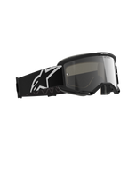 Gafas Alpinestars Vision 5 Corp, gafas de motocross, negro con espejo plateado, marco negro con lente de espejo plateada, correa negra ancha con un gran logotipo blanco de Alpinestars, diseñadas para el rendimiento off-road