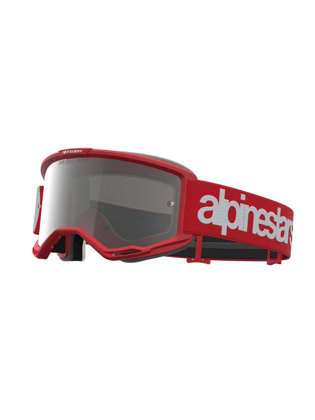 Alpinestars Vision 5 Hone, gafas de motocross rojas y blancas, lente plateada de espejo y montura flexible A-FLEX