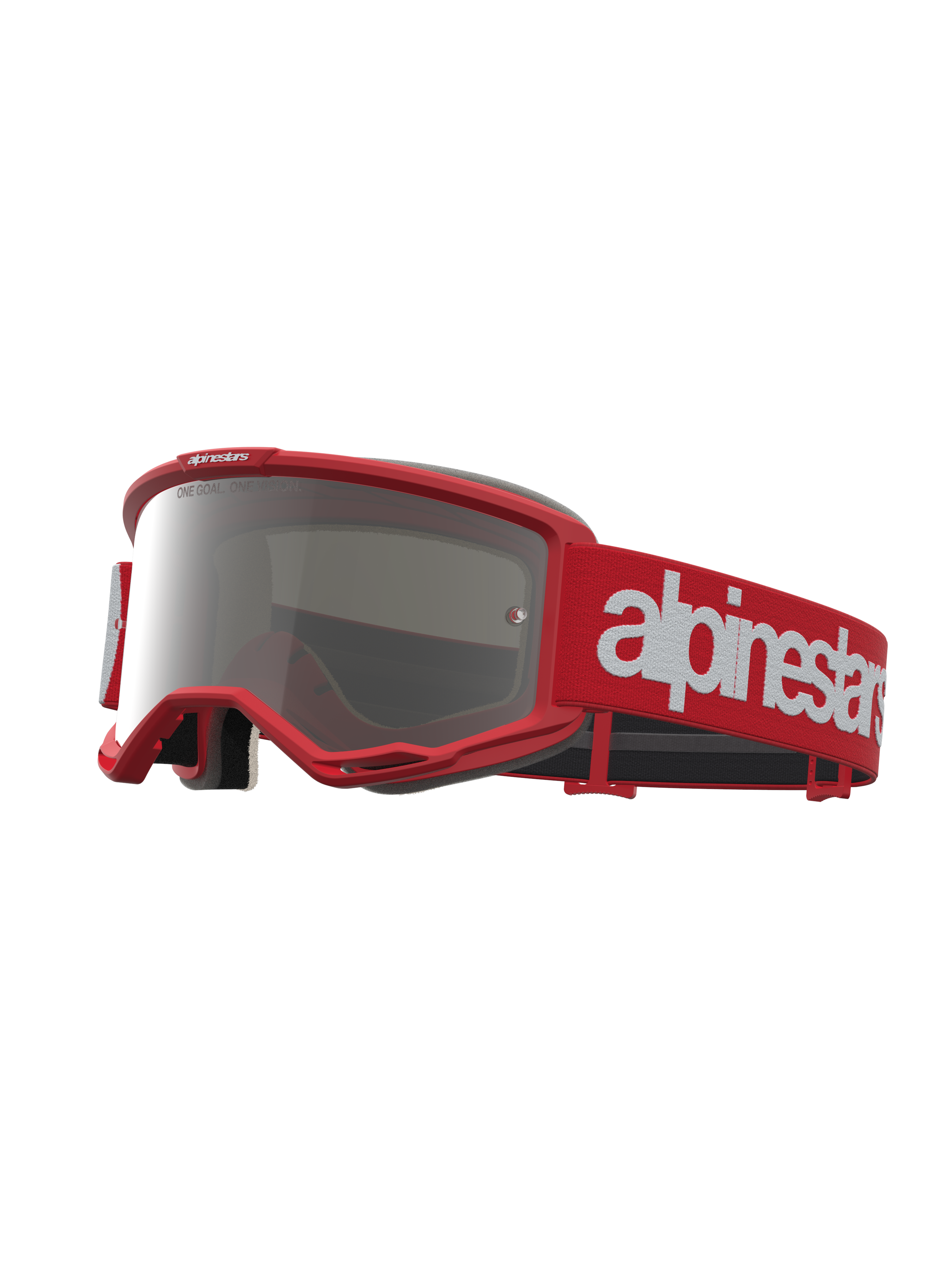Alpinestars Vision 5 Hone, gafas de motocross rojas y blancas, lente plateada de espejo y montura flexible A-FLEX