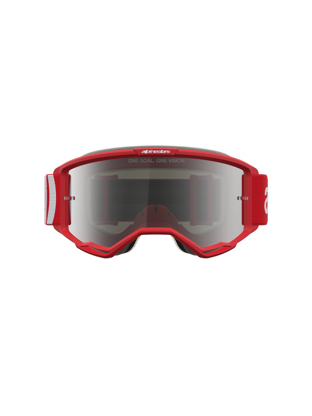 Alpinestars Vision 5 Hone, gafas de motocross para hombre, rojas y blancas, lente plateada de espejo, sistema de ventilación RAM-AIR para conducción off-road