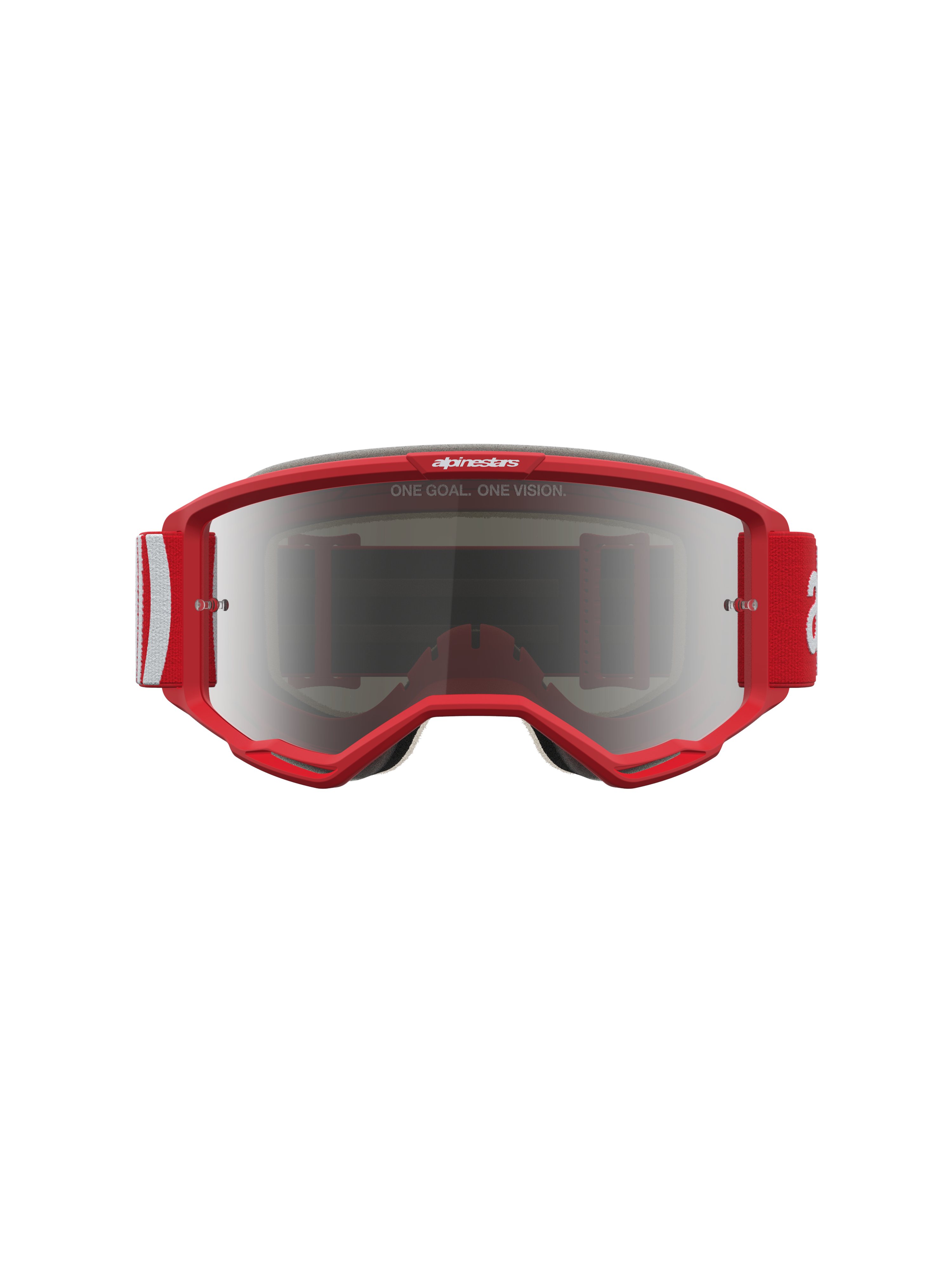 Alpinestars Vision 5 Hone, gafas de motocross para hombre, rojas y blancas, lente plateada de espejo, sistema de ventilación RAM-AIR para conducción off-road