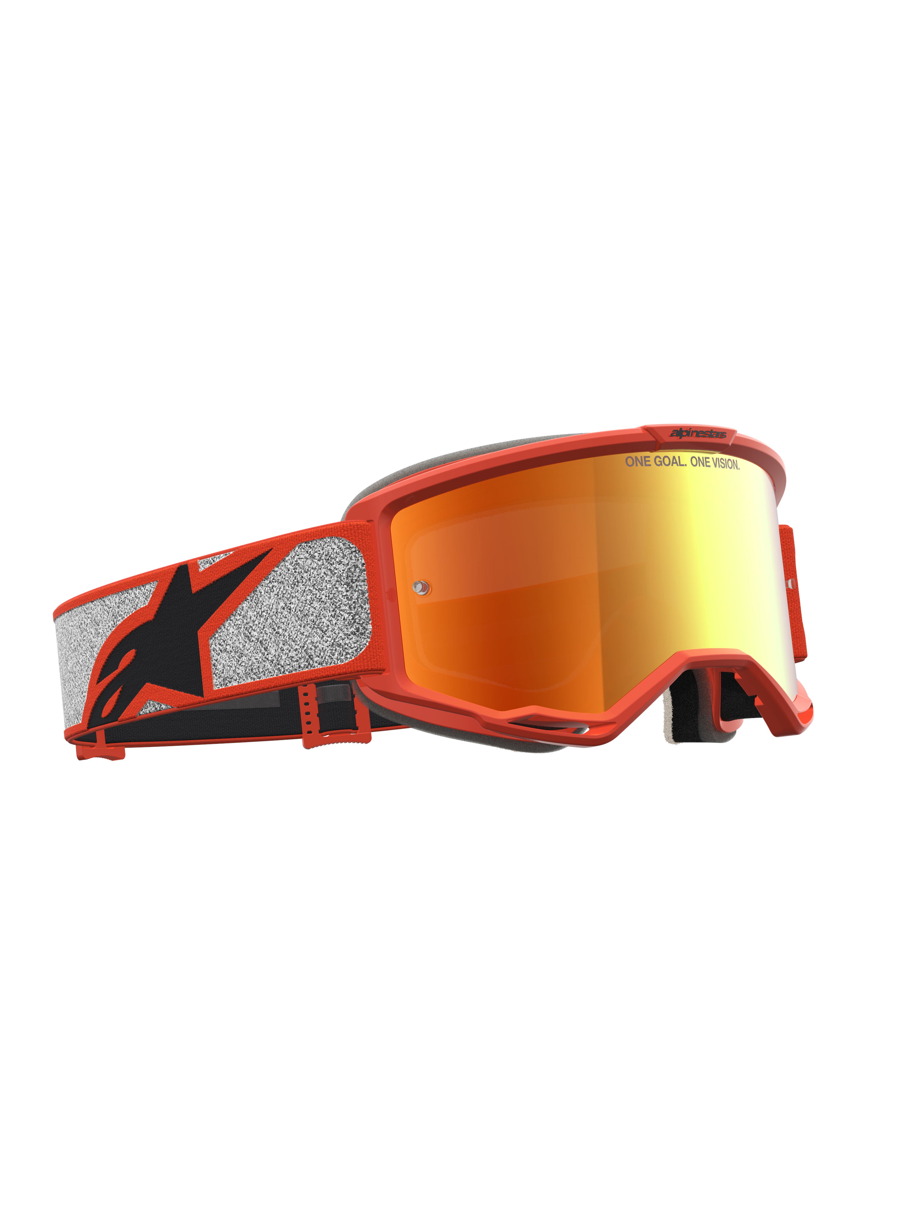 Alpinestars Vision 5 Rora, gafas de motocross para hombre, naranja y plateadas, lente de espejo roja, marco de uretano A-FLEX flexible y ligero