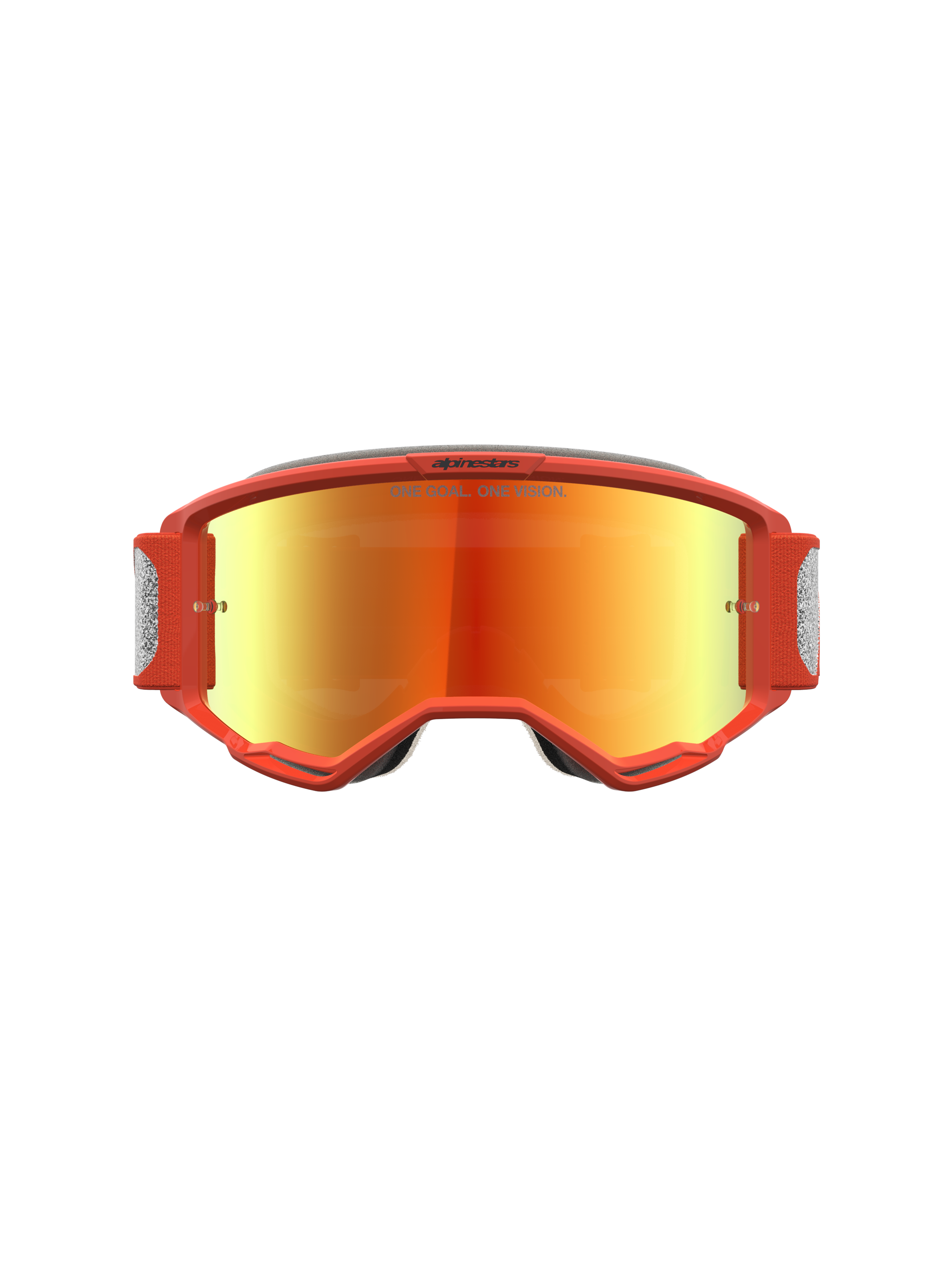 Alpinestars Vision 5 Rora, gafas de motocross para carreras off-road, lente de espejo naranja y plateada, montura A-FLEX roja