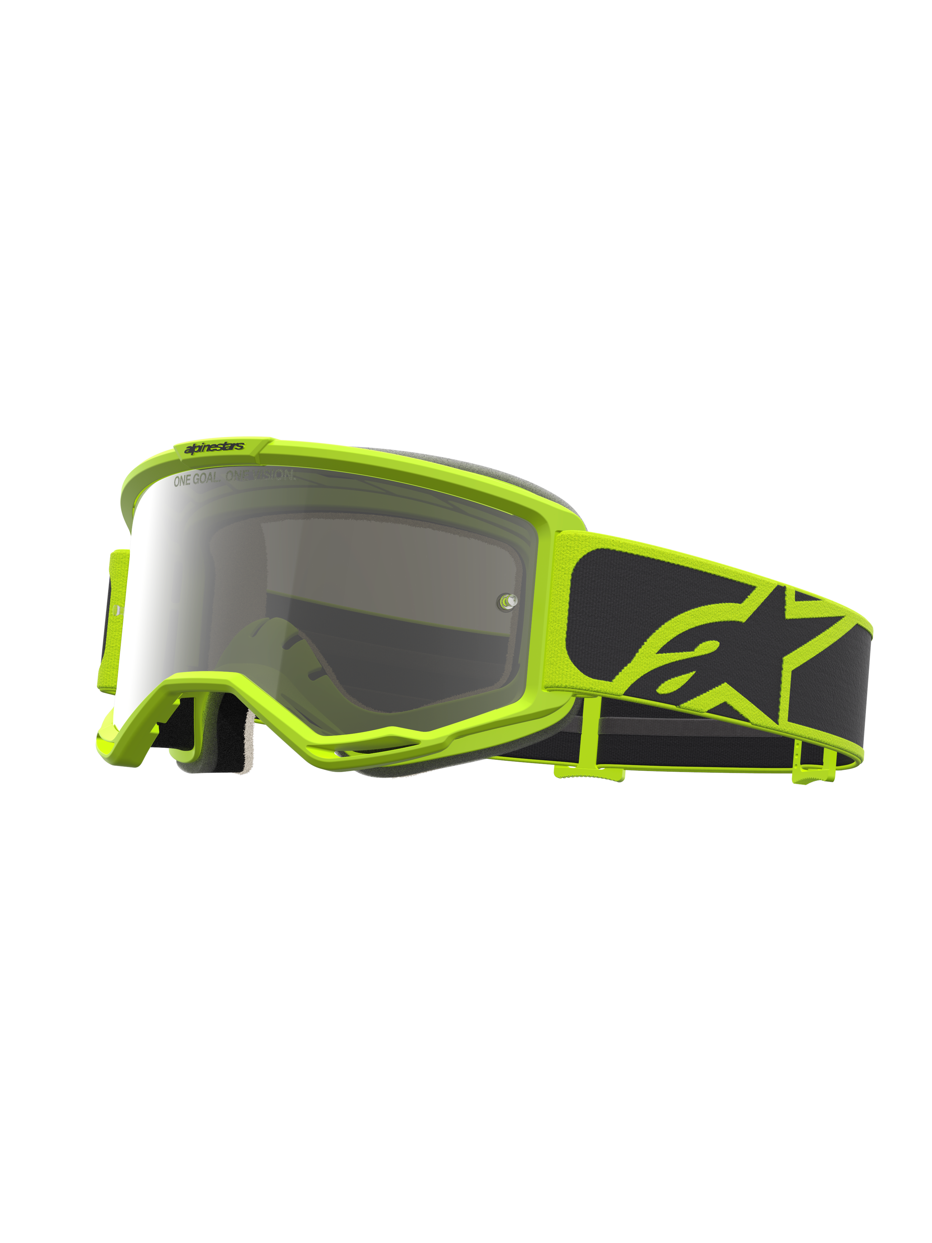 Alpinestars Vision 5 Rora Goggles, Black and Yellow Fluo Motocross Goggles with a Mirror Silver lens and RAM-AIR ventilation.