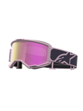 Gafas de motocross Alpinestars Vision 5 Rora, grises y rosa con lente espejo rosa y marco flexible A-FLEX.