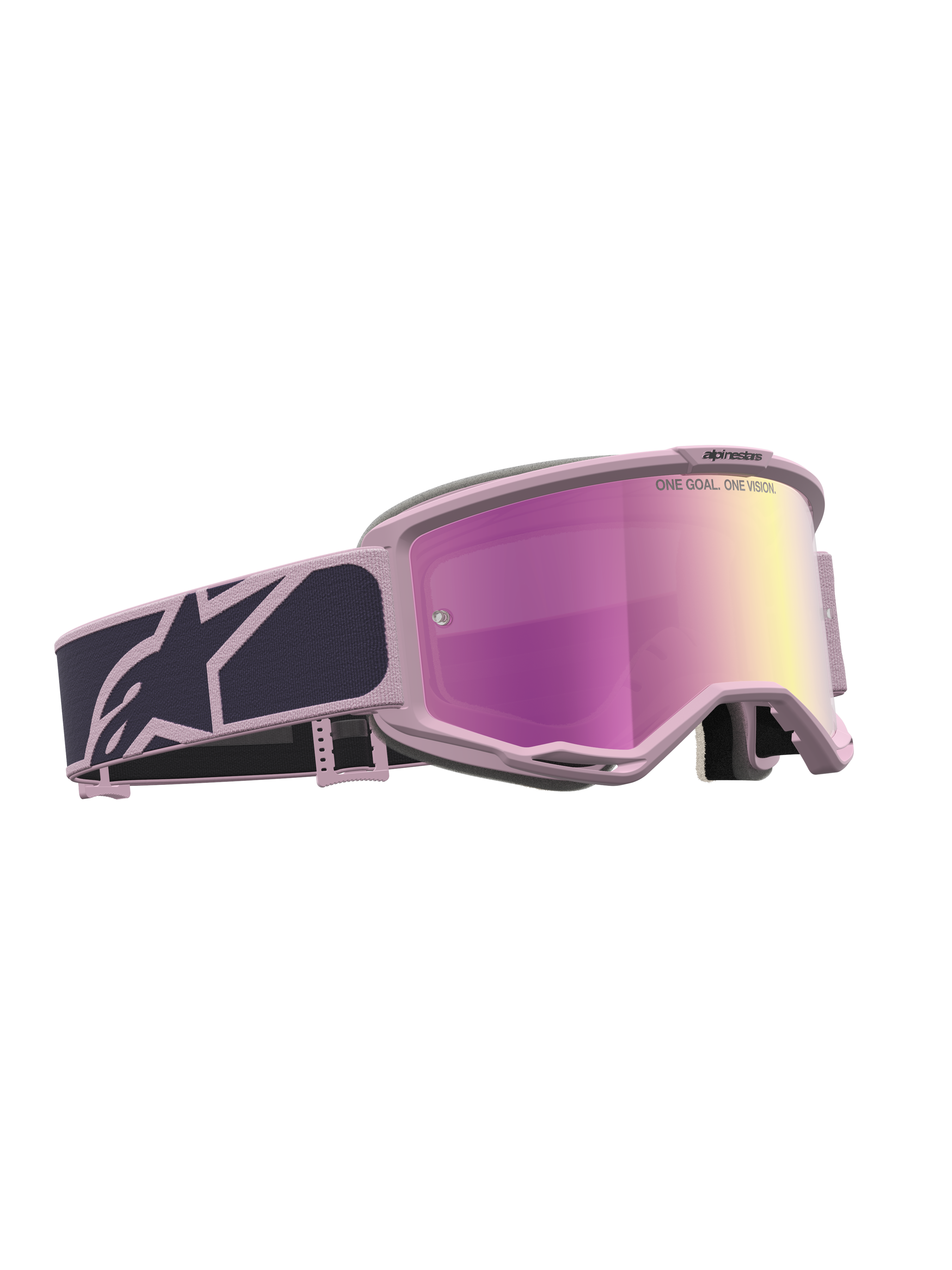 Alpinestars Vision 5 Rora, gafas de motocross para off-road, gris y rosa, lente de espejo rosa con protección UV, sistema de ventilación RAM-AIR