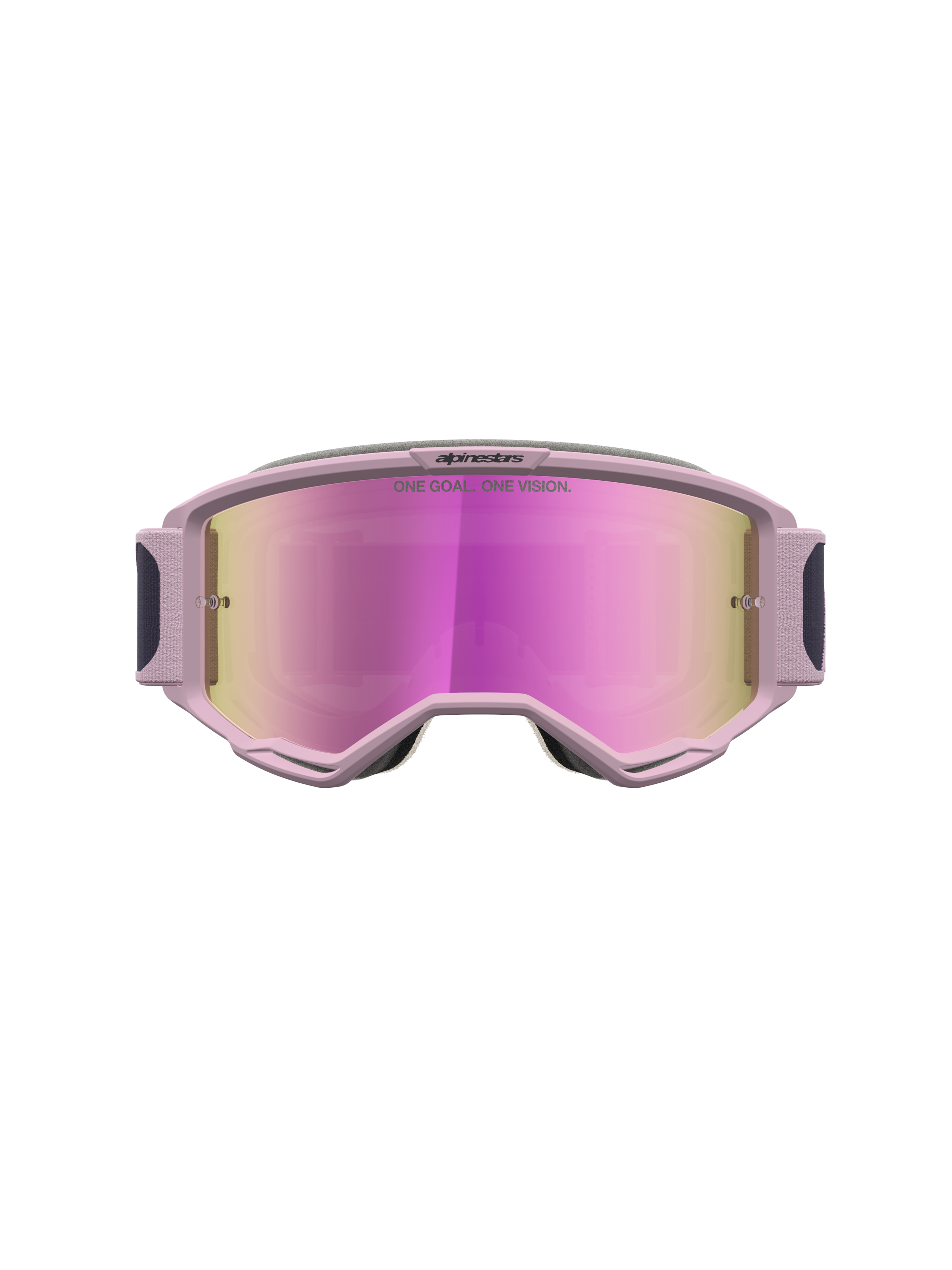 Alpinestars Vision 5 Rora, gafas de motocross grises y rosa con lente de espejo rosa y construcción A-FLEX de uretano