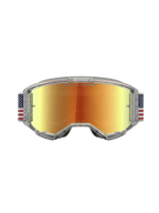 Alpinestars Vision 5 Le Fiftyfold, gafas de motocross, lente de espejo roja, montura transparente y correa de bandera.