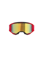 Alpinestars Vision 5 Blaze Goggles, gafas de motocross, montura roja con lente de espejo dorada, incluye el texto 'ONE GOAL. ONE VISION.' en la lente, correa elástica roja con logotipo blanco, protección ocular profesional para motocross