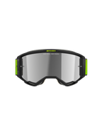 Alpinestars Vision 5 Hollow Goggles, gafas de motocross, gris y amarillo flúor, lente de espejo plateada, marco gris con detalles amarillos brillantes y correa tejida ancha, protección ocular de alto rendimiento para carreras todoterreno
