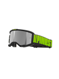 Gafas Alpinestars Vision 5 Hollow, gafas de motocross y off-road, color gris carbón y amarillo flúor, lente de espejo plateado reflectante con montura negra, correa ancha negra con marca llamativa en amarillo neón y agarre interno de silicona, puertos de ventilación y espuma facial suave