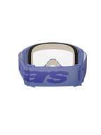 Alpinestars Vision 5 Wordmark Goggles, Purple and Clear, rear view showing triple-layer face foam, wide purple woven strap with bold wordmark branding, clear lens, designed for motocross and off-road racing