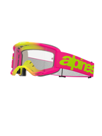 Alpinestars Vision 5 Wordmark Goggles, gafas de motocross, rosa y amarillo flúor, lente transparente, logotipo en verde lima intenso sobre correa rosa, espuma facial de múltiples capas, diseño ventilado para carreras off-road