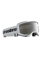 Gafas Alpinestars Vision 3 Wordmark Mirror, para motocross, blancas y negras, lente de espejo plateado y ventilación RAM-AIR.